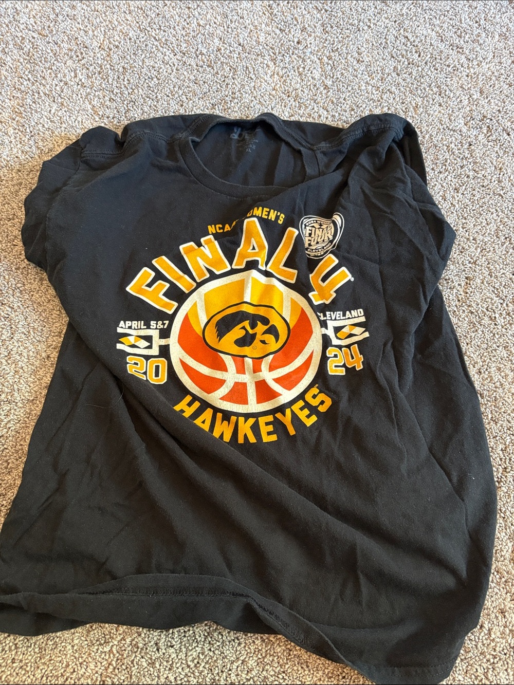 Final Four Hawkeyes Graphic Tee - Black with Gold & Orange Logo